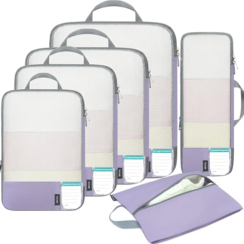 BAGAIL Lightweight Compression Packing Cubes for Travel, 6 Set,Dusty Purple - color: Dusty Purple