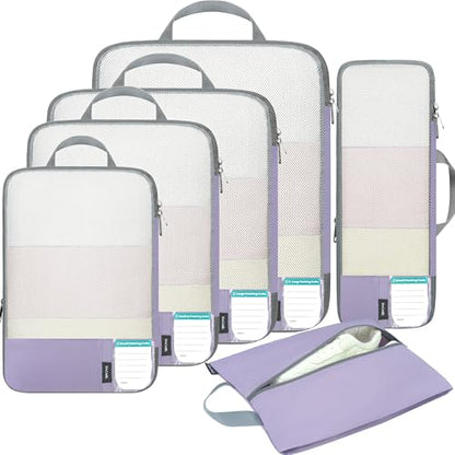 BAGAIL Lightweight Compression Packing Cubes for Travel, 6 Set,Dusty Purple - color: Dusty Purple
