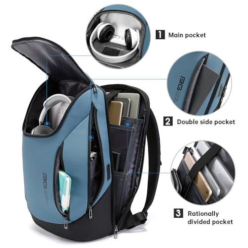 BANGE Business Smart Backpack Waterproof fit 15.6 Inch Laptop Backpack with USB Charging Port,Travel Durable Backpack - color: Light Blue, size: Medium
