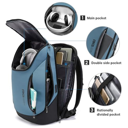 BANGE Business Smart Backpack Waterproof fit 15.6 Inch Laptop Backpack with USB Charging Port,Travel Durable Backpack - color: Light Blue, size: Medium