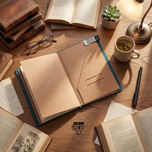Traveling Refillable Leather Journal Notebook, Blue, A5 Size - color: Blue, size: A5 Size