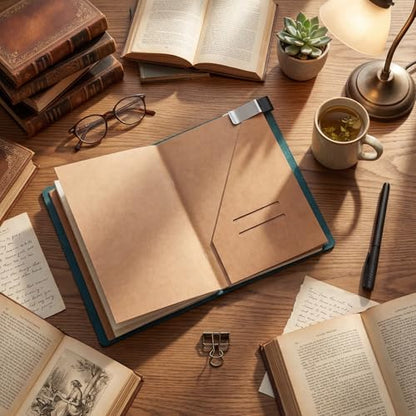 Traveling Refillable Leather Journal Notebook, Blue, A5 Size - color: Blue, size: A5 Size