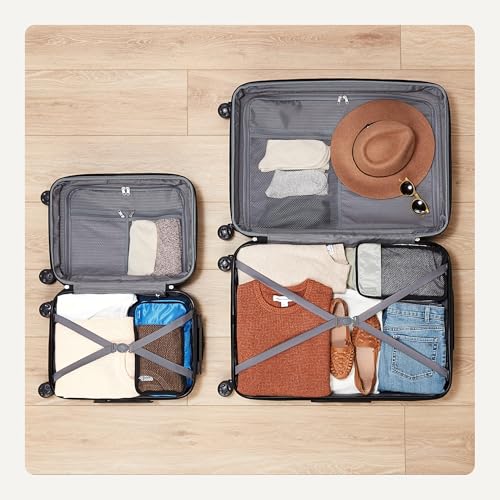 Amazon Basics 2-Piece Hardside Luggage Set (21" Carry-on, 30"), Expandable Suitcases with Spinner Wheels, Scratch-Resistant Surface, Black - color: Black, size: 2-Piece Set