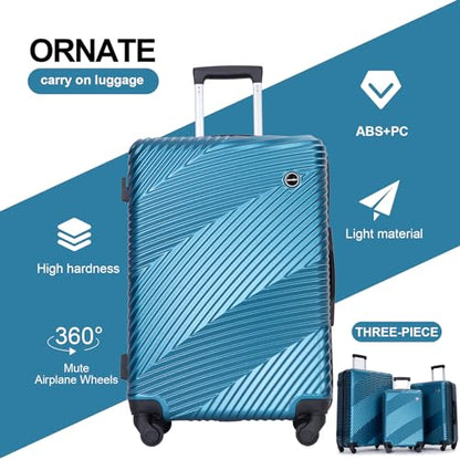 Tripcomp Luggage Sets 3 Piece, Hardside PC ABS Suitcase Set with Spinner Wheels, Lightweight Travel Carry-on and Checked Luggage, 3-Piece Set(20/24/28), Turquoise Blue - color: Turquoise Blue, size: 3 piece set