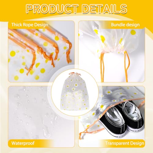 Shoe Bags for Travel, Waterproof Drawstring Shoe Bags for Packing - color: Daisy