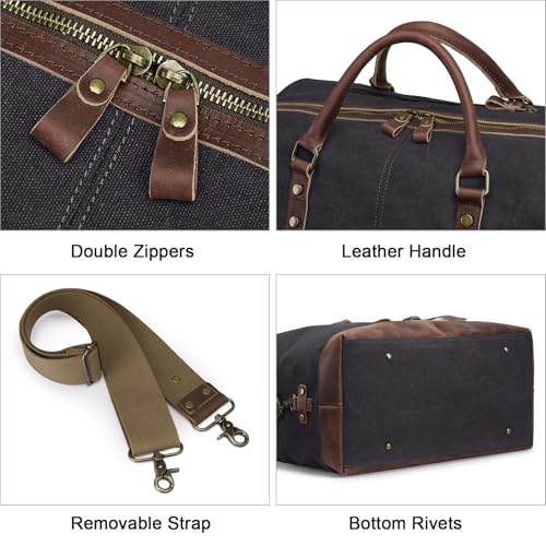 S-ZONE Duffle Bag for Travel Canvas Duffel Bag Carry on Weekender Bag for Men - color: Dark Gray