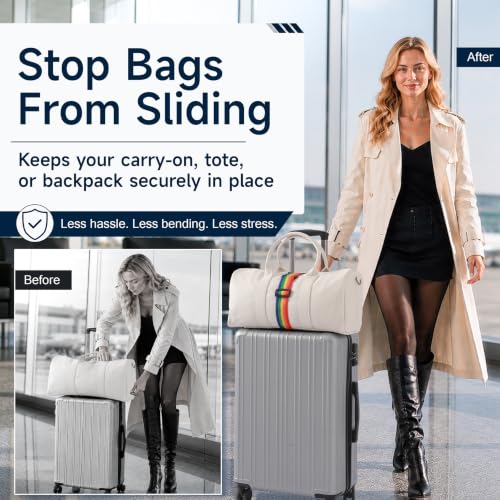 2 Pack Luggage Connector Straps for Suitcases 25 Colors, Adjustable Elastic Travel Bag Strap with Dual Stability Design, Add-a-Bag Hands-Free Luggage Belt, Fits Most Carry-On & Checked Luggage - color: Boho Blue