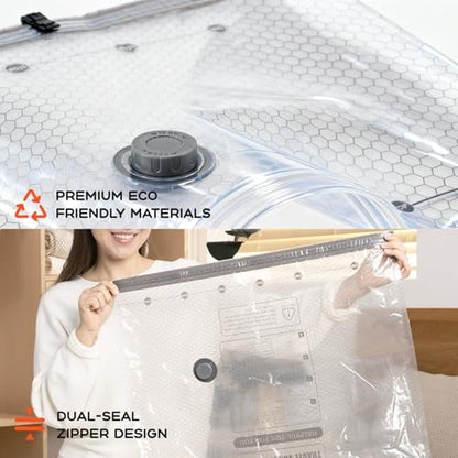 Vacuum Bags for Clothing Travel with Rechargeable Air Pump - size: 10 Combo+Pump