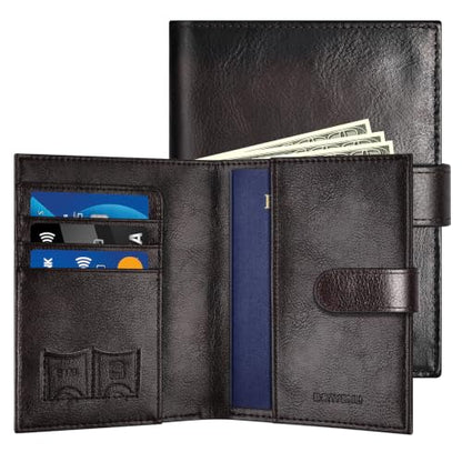 Likesing RFID Blocking Passport Holder, Leather Passport Cover for Men-CB - color: Coffee Brown
