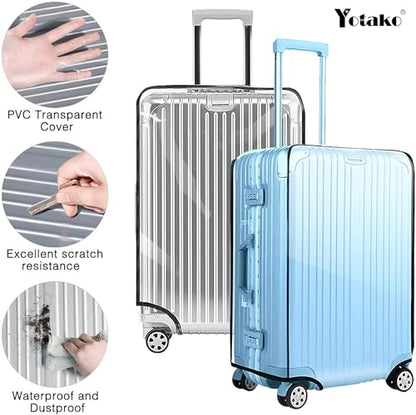 Yotako 슈트케이스 커버 프로텍터 수하물 커버 여행 가방 50.8cm(20인치), 61.4cm(24인치), 66.6cm(26인치), 71.1cm(, 80%투명 20%블랙, 지퍼 없음 - color: 80%투명 20%블랙, size: 28''(25.98''H x 19.68''L x 11.81''W)
