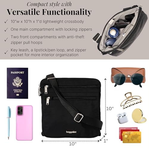 Baggallini Securtex Anti-Theft Large Crossbody - color: Black