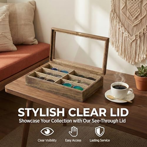 SRIWATANA Sunglasses Organizer, 6 Slots Eyeglass Holder, Carbonized Black - color: Carbonized Black