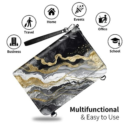 Family Passport Holder Wallet,Black Gold Marble - color: Black Gold Marble