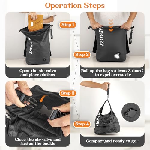 Compression Laundry Bag for Travel, Dirty Clothes Travel Laundry Bag - color: Black, size: Medium
