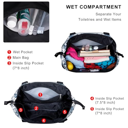 Expandable Duffel Bag for Women with Trolley Sleeve/Wet Pocket Weekender Travel Tote Large Carry On Overnight Luggage - color: Elephant