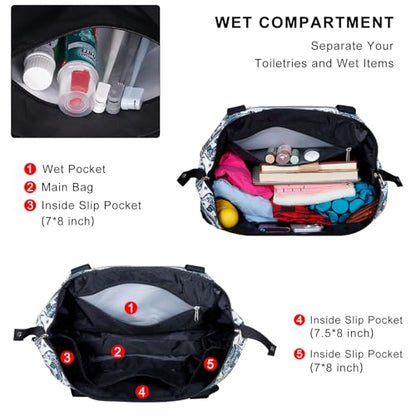 Expandable Duffel Bag for Women with Trolley Sleeve/Wet Pocket Weekender Travel Tote Large Carry On Overnight Luggage - color: Elephant