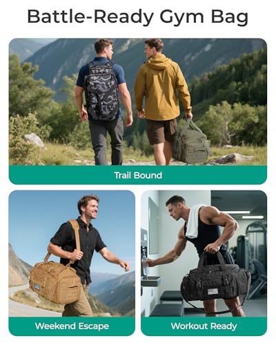 BAGSMART 4-IN-1 Gym Bag for Women Men, TSA Duffle Bag for Travel - color: Desert Khaki