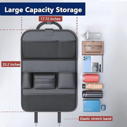Car Backseat Organizer with Tray, Back of Car Seat Storage Caddy for Kids