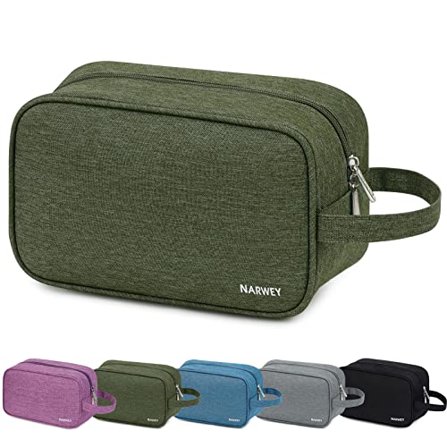 Narwey Travel Toiletry Bag for Women, Dopp Kit Men, Bathroom, Medicine Bag - color: B-Army Green