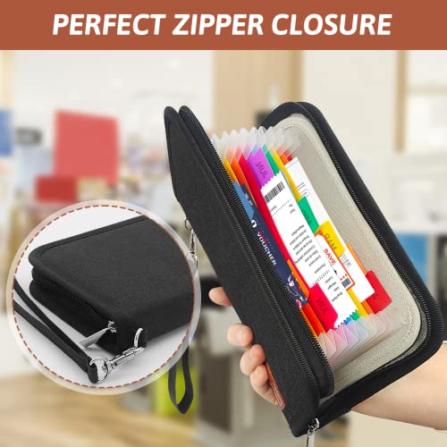 13 Pockets Receipt Coupon Organizer with Card Holder, Mini Expandable Ticket Storage & Card Case with Labels,Check/Bill/Invoice/Cash Sorter Wallet,for Home, Purse