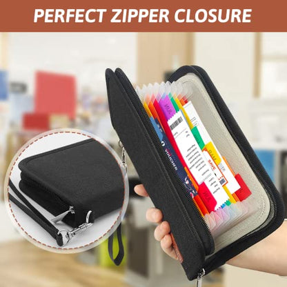 13 Pockets Receipt Coupon Organizer with Card Holder, Mini Expandable Ticket Storage & Card Case with Labels,Check/Bill/Invoice/Cash Sorter Wallet,for Home, Purse