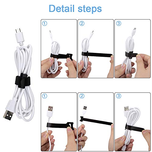 Nettbe 60 PCS 6 Inches Reusable Cable Ties, Adjustable Cord Straps Wire Organizer Cord Wrap and Hook Loop Cable Management (Pack of 3) - size: 6inches-60PCS (Pack of 3)