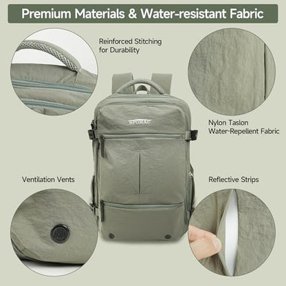 55L Vacuum Compression Backpack with Manual Pump for Carry On Travel - color: Army Green