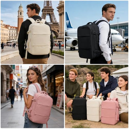 Vacuum Travel Backpack with Pump, Expandable, 17-Inch Laptop, Pink - color: Pink