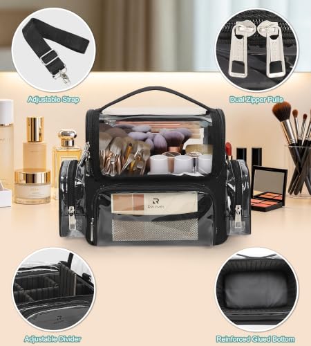 Professional Makeup Brush Bag With 2 Mini Pouches Makeup Brush Holder - color: clear with 2 small bags, size: S