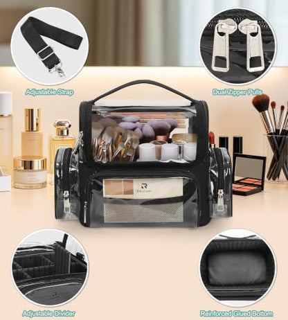 Professional Makeup Brush Bag With 2 Mini Pouches Makeup Brush Holder - color: clear with 2 small bags, size: S