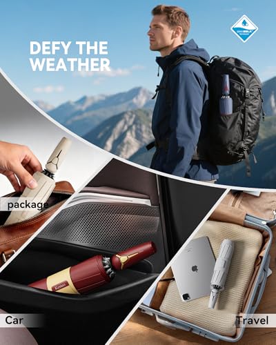 Windproof Travel Umbrella for Rain, Withstand 85MPH Winds, 52 Inch Automatic Reverse Fold Umbrellas Easy Auto Open Close, Portable Compact Umbrella Includes Cover Bag, Perfect for Travel, Car, Commute, Women Men, Backpack - color: Red