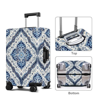 Blue Pattern Luggage Cover Washable Suitcase Protector Anti-scratch Suitcase cover Fits 32-34 Inch Luggage XL - color: Blue pattern, size: XL(32-34inch suitcase)