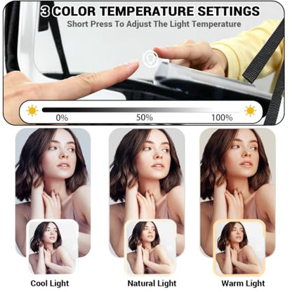 Travel Makeup Bag with LED Mirror, Travel Makeup Organizer，Three-level Adjustable Brightness, Makeup Bag with Removable Lighted Mirror, Adjustable Dividers and Brush Storage Board