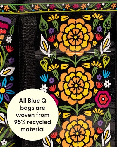 Blue Q Reusable Shoulder Tote Bag - Carry Everywhere Bag with Hefty Zipper - color: Flower Fest