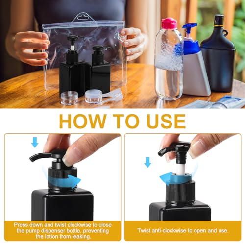 Domensi 50 Pcs 3.4 oz Pump Bottle Mini Travel Bottles, Whole Black - color: Whole Black