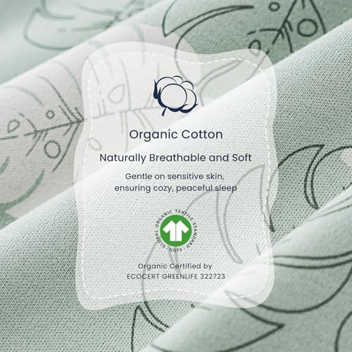 KaiyaBaby Organic Cotton Baby Sleep Sack, Long Sleeve 1.0 TOG, 6-18M - color: Monstera, size: 6-18M