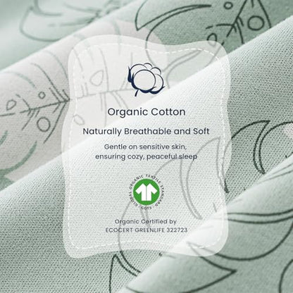 KaiyaBaby Organic Cotton Baby Sleep Sack, Long Sleeve 1.0 TOG, 6-18M - color: Monstera, size: 6-18M