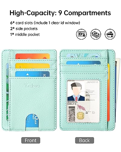 Teskyer Slim Minimalist Wallet for Men, RFID Front Pocket Card Holder - color: Lichee Light Green