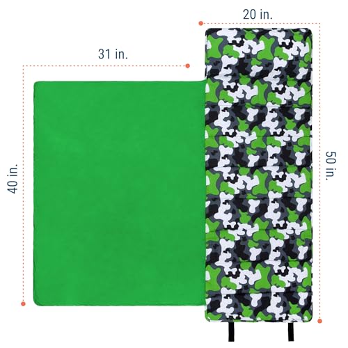 Wildkin Nap Mat with Pillow and Blanket, Preschool Rest Mat - color: 카모 그린