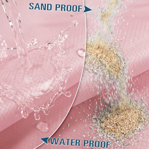 Beach Blanket Sandproof Waterproof Oversized 78"x81"/10'x9' Compact mat - color: Pink, size: 10'×9'