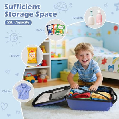 Scooter Luggage for Kids Removable & Foldable Ride on Suitcase-Blue - color: Blue