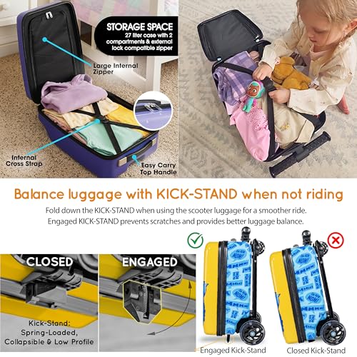 KIDDIETOTES Sesame Street Detachable Scooter Luggage, Ride-On Carry-On - style: Cookie Monster