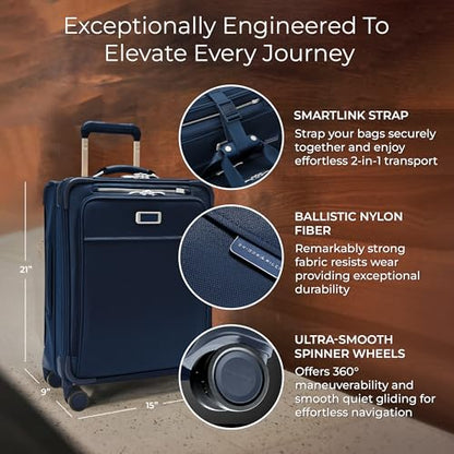 Briggs & Riley Baseline Global 21 Inch Softside Carry-On Spinner, Navy - color: Navy, size: 21" Carry-On