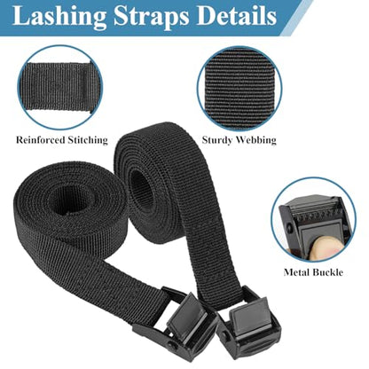 PEASUG Tie Down Straps, 4 Pack Lashing Straps with Buckles for Packing - color: Black, size: 0.78" x 2'