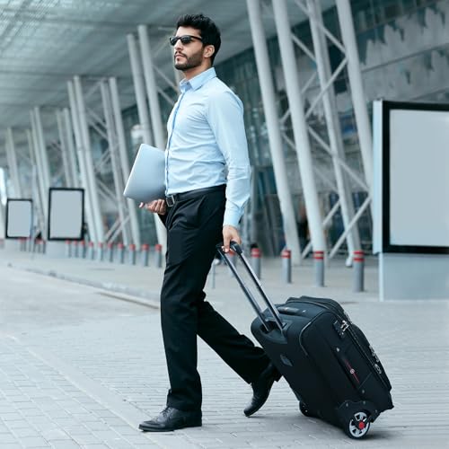 ROPLUS Laduga Softside Expandable Luggage with Large Wheels Carry-On Luggage Suicase (Purple, 21-Inch) - color: Purple, size: 21-Inch