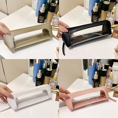 22.9cm(9인치) 투명 메이크업 브러시 백, 스몰 골드 필통, 다기능 - color: 골드.