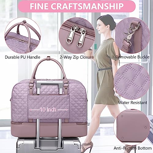 4PCS Weekender Bags for Women Large Overnight Weekend Travel Duffel Bags - color: Purple-LG