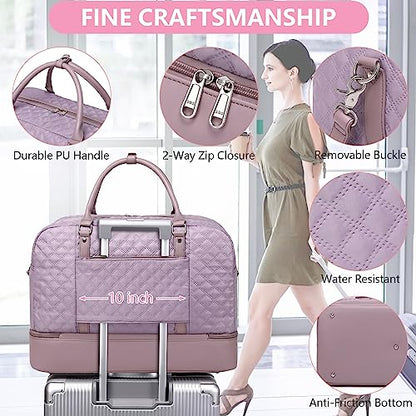 4PCS Weekender Bags for Women Large Overnight Weekend Travel Duffel Bags - color: Purple-LG