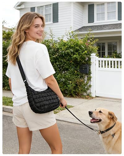 BAGSMART Quilted Crossbody Bags for Women, Travel Purses Hobo Shoulder Bag - color: Black, size: Small