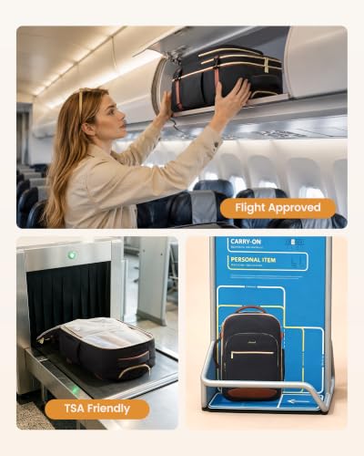 LOVEVOOK Rolling Backpack for Women, 40L Carry On with Wheels, 15.6'' - color: Ink Blue-grey Blue-black, size: 56L-3Pcs-Luggage